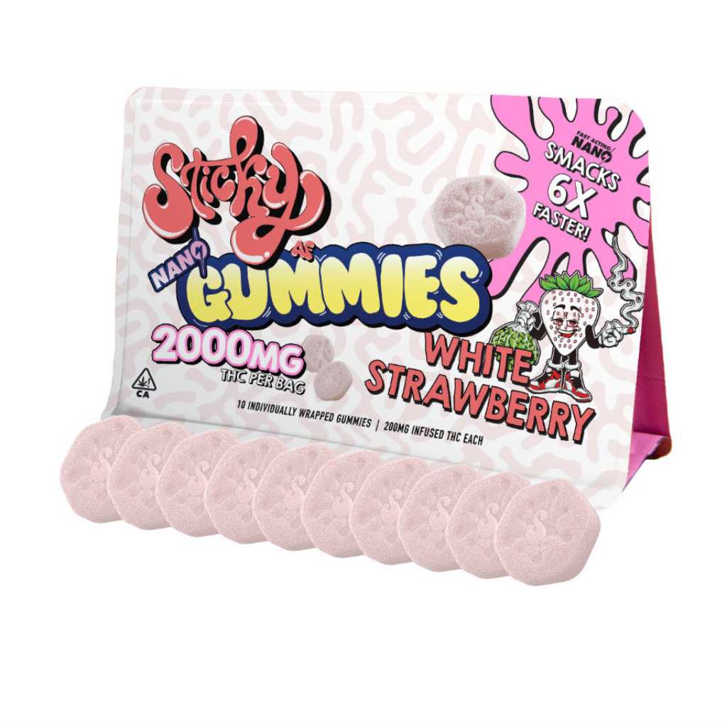 Sticky AF White Strawberry Nano Gummies 2000mg
