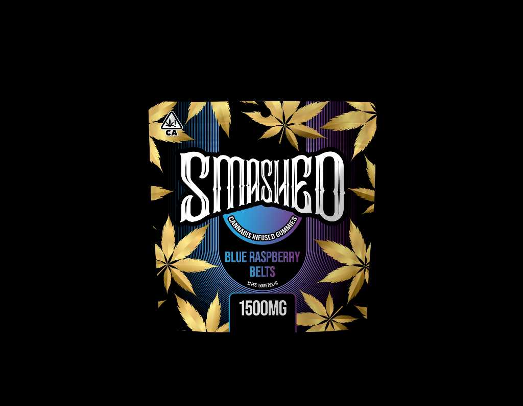 Smashed Gummies Blue Raspberry Belts 1500mg